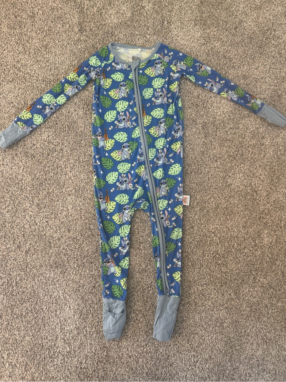 Bamboo Bliss Stitch Zip Footed Pajamas 12-18 Month